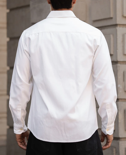 Powerlook White Cotton Oxford Shirt