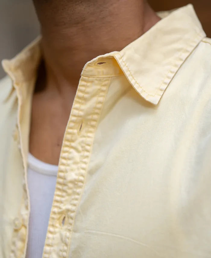 Powerlook Yellow Overdyed Textured Cotton Shirt