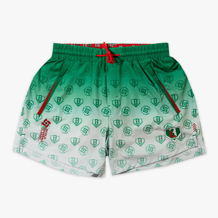 Green Pro Series with Liner Mexico shorts — front view