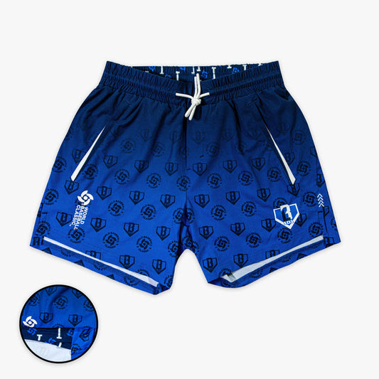 Blue Pro Series with Liner Italy youth shorts — front view