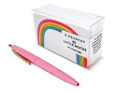 Rainbow “Little Notes” notepad in clear box with pink pen