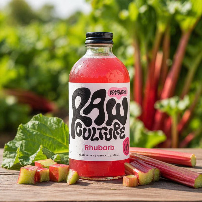 Raw Culture - Kombucha med rabarber - Økologisk - 330 ml.