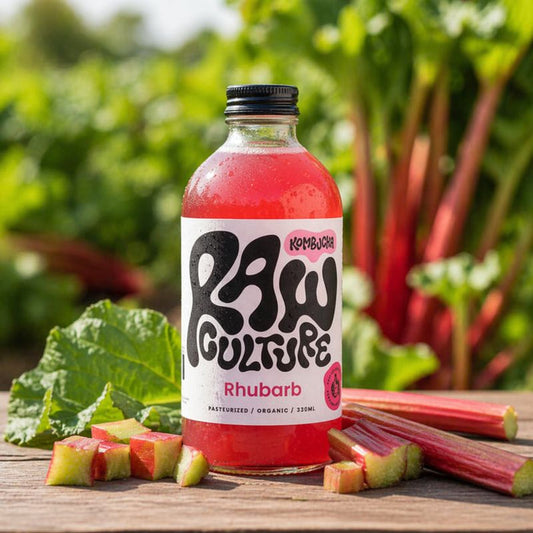Raw Culture - Kombucha med rabarber - Økologisk - 330 ml.
