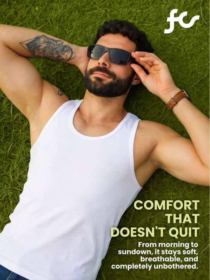 Regular Fit Organic Cotton Comfort Vest for Men-Pack of 5