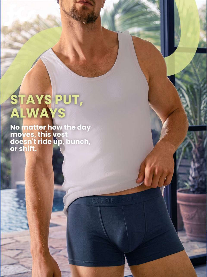 Regular Fit Organic Cotton Comfort Vest for Men-Pack of 5