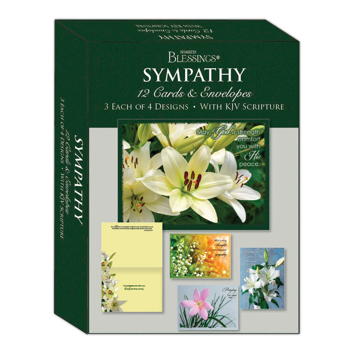 Religious Sympathy Cards by Shared Blessings- Lilies - 12 Cards and Envelopes