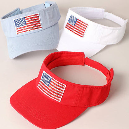 Rhinestone American Flag Visor