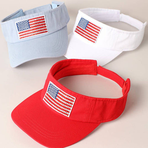 Rhinestone American Flag Visor