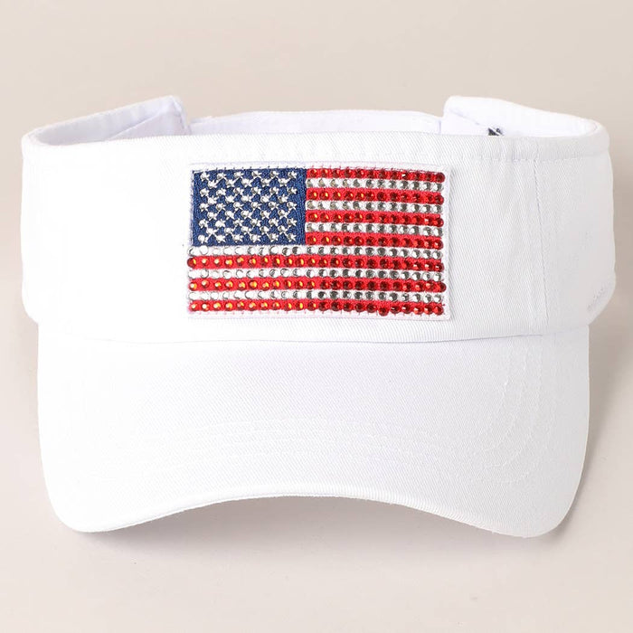 Rhinestone American Flag Visor