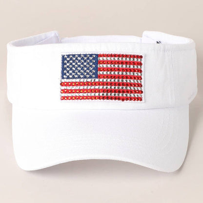 Rhinestone American Flag Visor