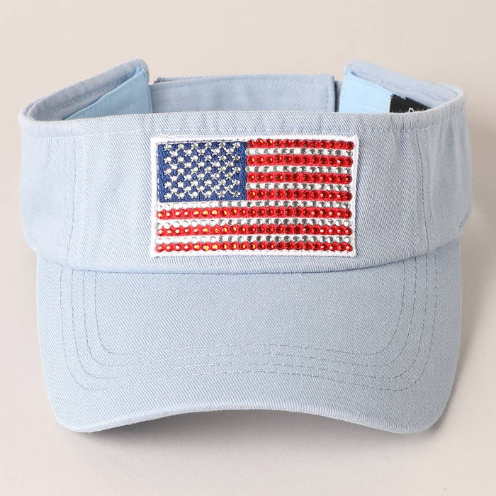 Rhinestone American Flag Visor