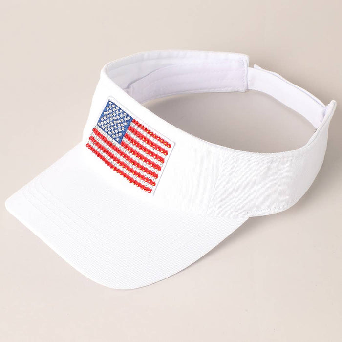 Rhinestone American Flag Visor