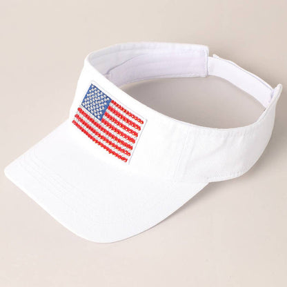 Rhinestone American Flag Visor