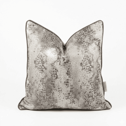 Serpentine Grey Snake Print Feather Filled Cushion - 50x50cm Textiles