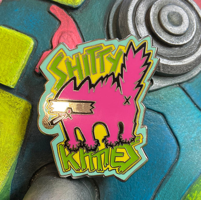 SHITTY KITTY PIN- GLOW IN THE DARK!