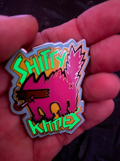 SHITTY KITTY PIN- GLOW IN THE DARK!