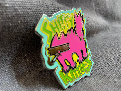 SHITTY KITTY PIN- GLOW IN THE DARK!
