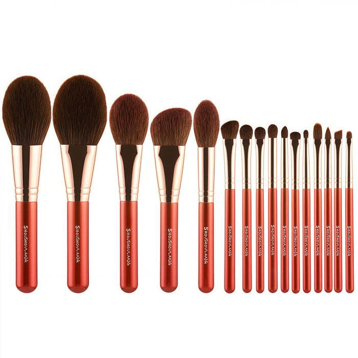 SHOUSHOULANG Red Maple Leaf Professional Makeup Brush 16 Pcs Set T4944