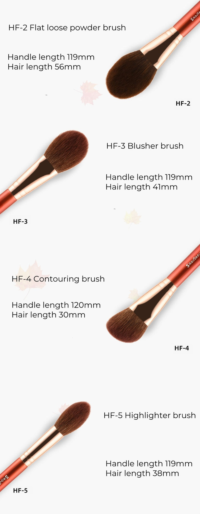 SHOUSHOULANG Red Maple Leaf Professional Makeup Brush 16 Pcs Set T4944