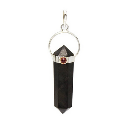 Shungite  Point Pendant With Garnet