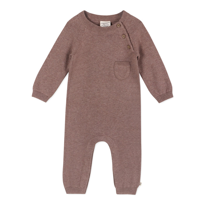 Side Button & Pocket Knit Baby Jumpsuit Coverall (Organic Cotton)
