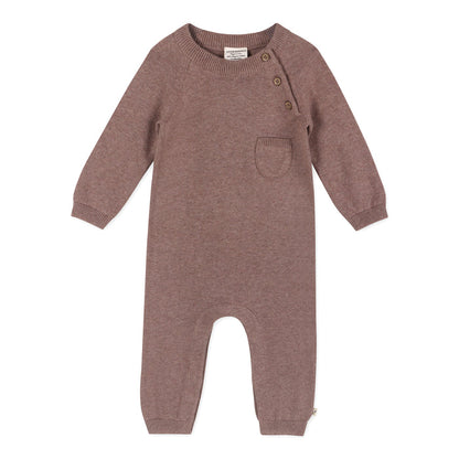 Side Button & Pocket Knit Baby Jumpsuit Coverall (Organic Cotton)