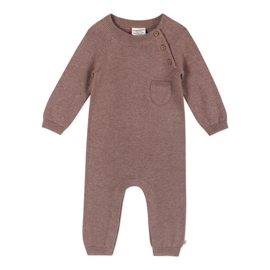 Side Button & Pocket Knit Baby Jumpsuit Coverall (Organic Cotton)