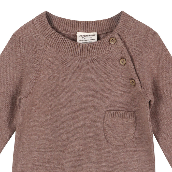 Side Button & Pocket Knit Baby Jumpsuit Coverall (Organic Cotton)