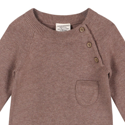Side Button & Pocket Knit Baby Jumpsuit Coverall (Organic Cotton)