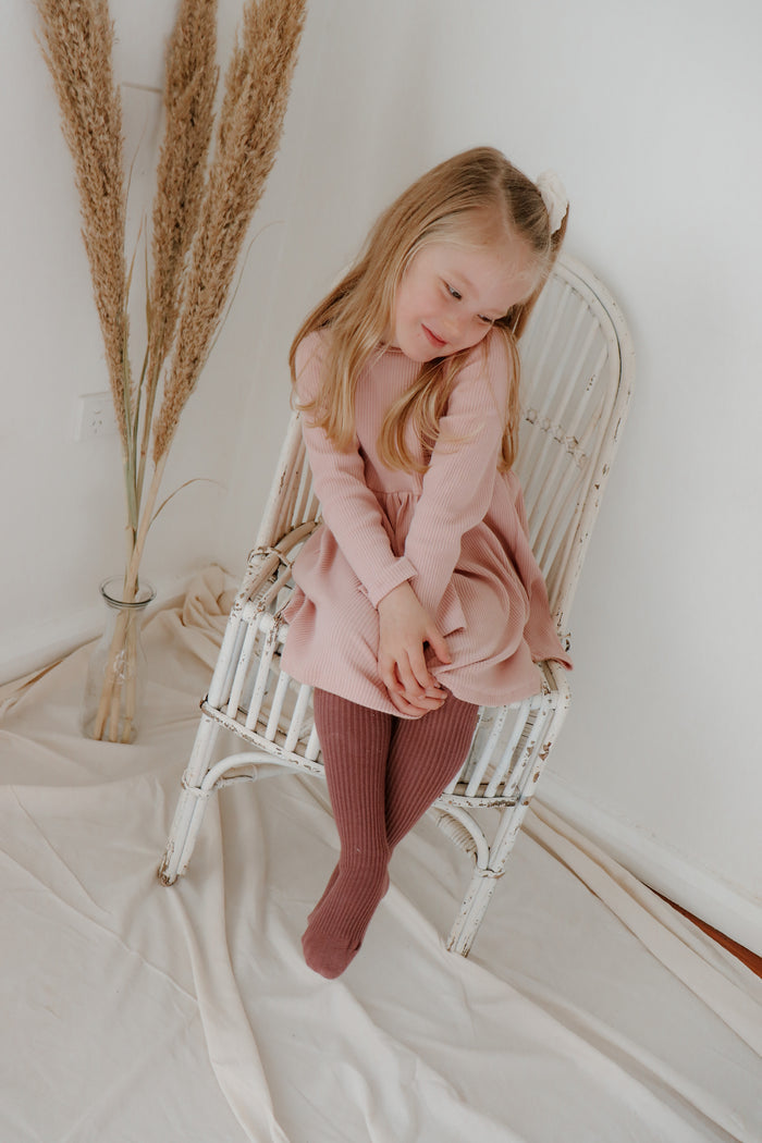 'Sierra' Ribbed Dress - Dusty Rose