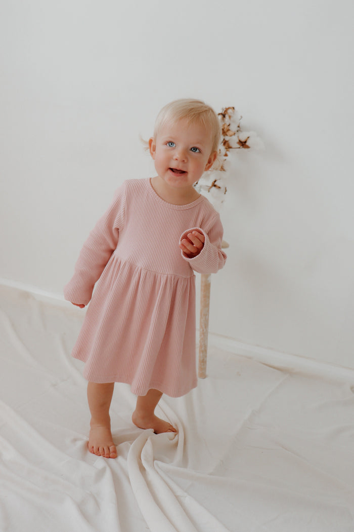 'Sierra' Ribbed Dress - Dusty Rose