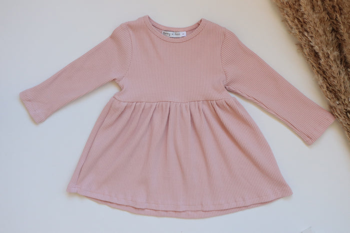 'Sierra' Ribbed Dress - Dusty Rose