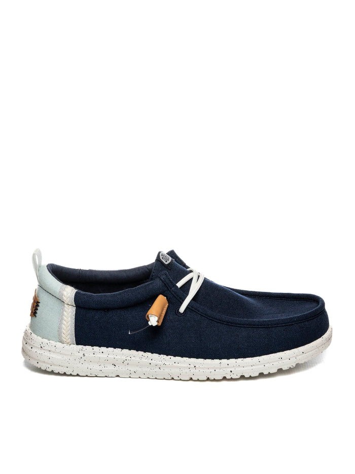 HEY DUDE slipon wally linen blu 43086 WALLY LINEN-4UX