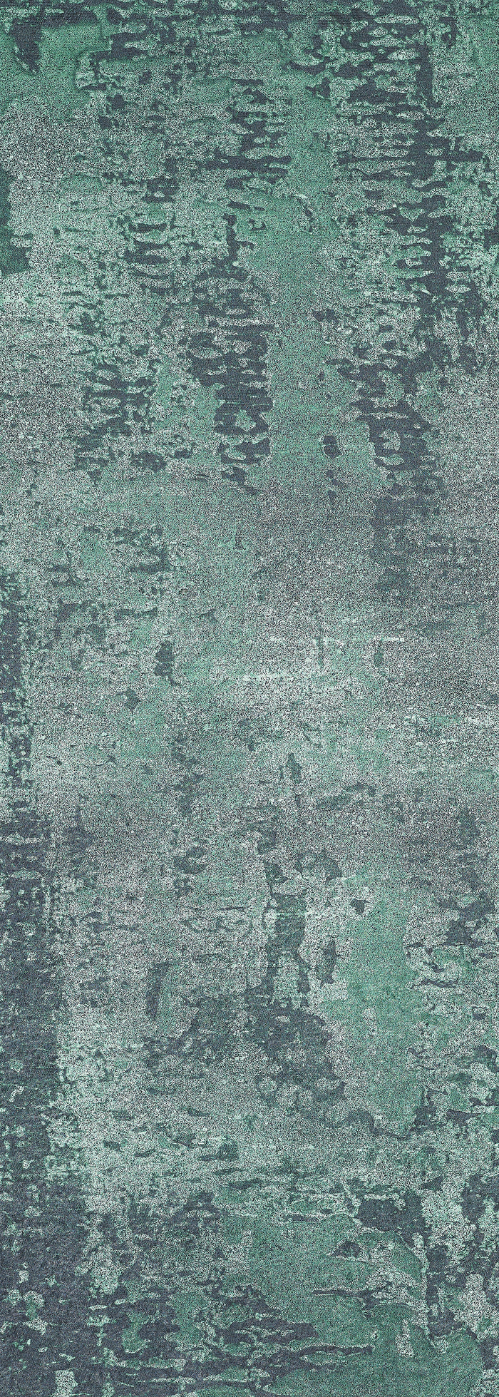 The Smokey Mountains - Washable Rug - JR1631 features an abstract textured design in green, teal, and gray tones, inspired by the look of worn paint—perfect for high-traffic areas or those seeking easy-to-clean rugs.