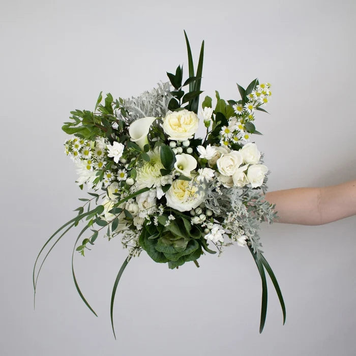 White And Cream Snowy Days DIY Flower Kit in Hand