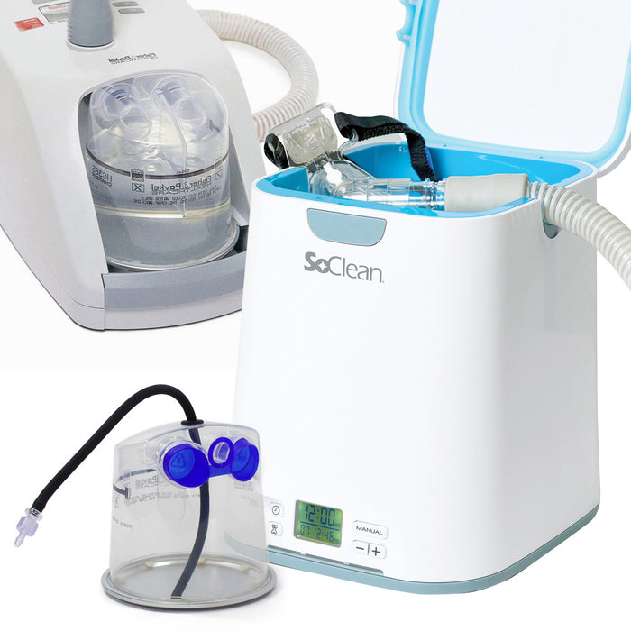 SoClean 2 CPAP Sanitizer Next To a SleepStyle CPAP Machine