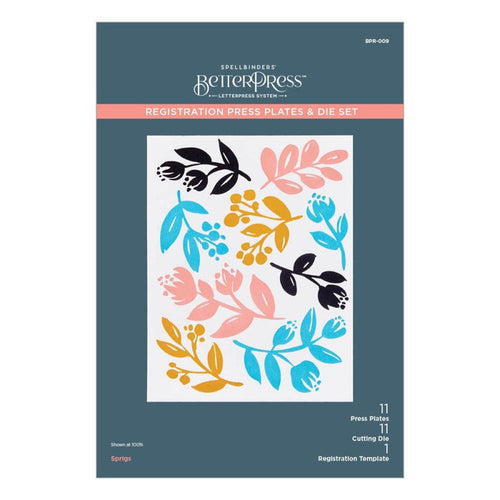 Spellbinders - Better Press Plates &amp; Dies By Dawn Woleslagle - Sprigs. This versatile set of 11 press plates and coordinating thin metal dies can be used in a variety of ways to create beautiful, colorful designs. Available at Embellish Away located in Bowmanville Ontario Canada.
