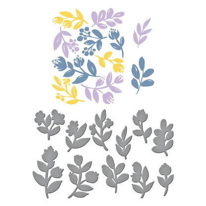 Spellbinders - Better Press Plates &amp; Dies By Dawn Woleslagle - Sprigs. This versatile set of 11 press plates and coordinating thin metal dies can be used in a variety of ways to create beautiful, colorful designs. Available at Embellish Away located in Bowmanville Ontario Canada.