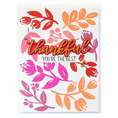Spellbinders - Better Press Plates &amp; Dies By Dawn Woleslagle - Sprigs. This versatile set of 11 press plates and coordinating thin metal dies can be used in a variety of ways to create beautiful, colorful designs. Available at Embellish Away located in Bowmanville Ontario Canada. Example by brand ambassador.