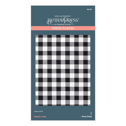 Spellbinders - BetterPress Press Plate - Buffalo Plaid. Buffalo Plaid Press Plate is a classic plaid design that fills the entire plate, adding warmth and whimsy to your projects. Available at Embellish Away located in Bowmanville Ontario Canada.