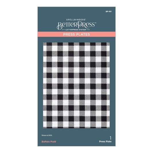 Spellbinders - BetterPress Press Plate - Buffalo Plaid. Buffalo Plaid Press Plate is a classic plaid design that fills the entire plate, adding warmth and whimsy to your projects. Available at Embellish Away located in Bowmanville Ontario Canada.