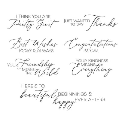 Spellbinders - BetterPress Press Plate - New Beginnings Timeless. Sentiments are expressions of love, friendship, gratitude and more! Available at Embellish Away located in Bowmanville Ontario Canada.
