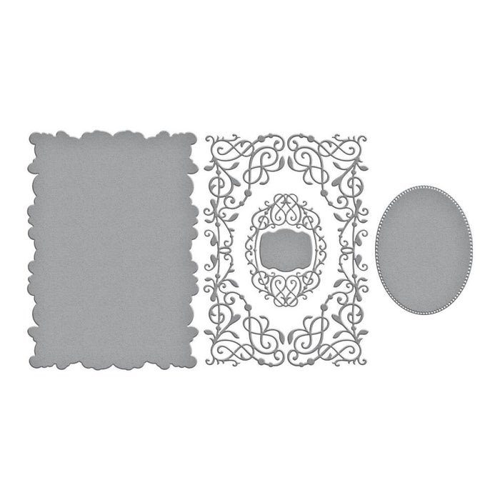 Spellbinders - Etched Dies - Cardfront 5"X7" - Timeless. Timeless 5 x 7 Cardfront Etched Dies are part of the Timeless Collection and is a set of six thin metal cutting dies. Available at Embellish Away located in Bowmanville Ontario Canada.