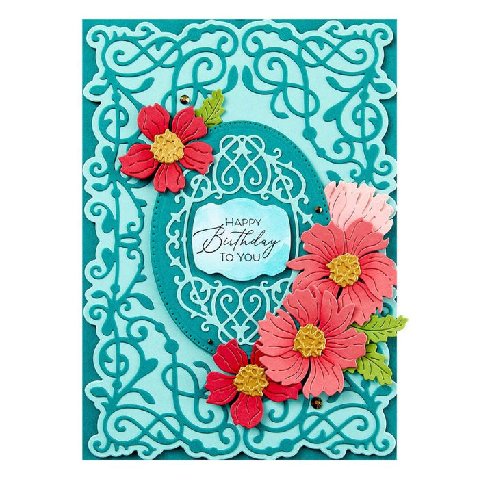 Spellbinders - Etched Dies - Cardfront 5"X7" - Timeless. Timeless 5 x 7 Cardfront Etched Dies are part of the Timeless Collection and is a set of six thin metal cutting dies. Available at Embellish Away located in Bowmanville Ontario Canada. Example by brand ambassador.
