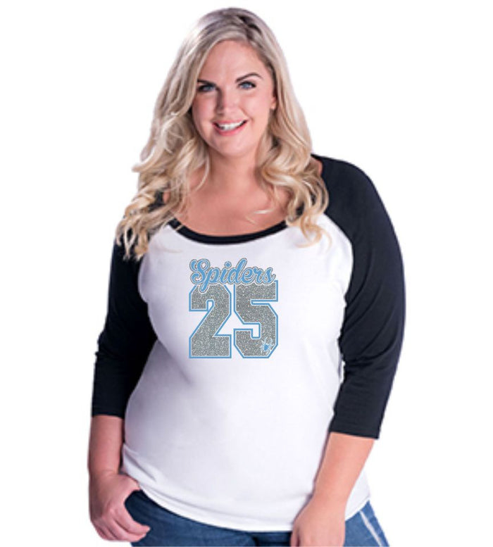 Spiders Curvy Lady Number Raglan- Matte or Glitter