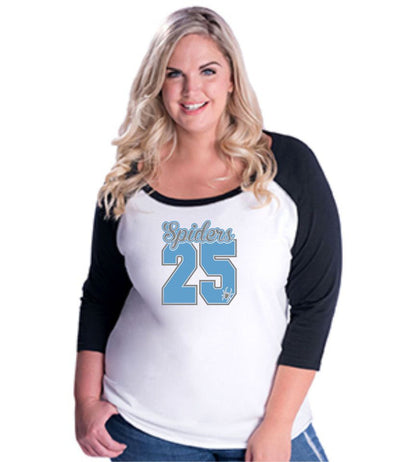 Spiders Curvy Lady Number Raglan- Matte or Glitter