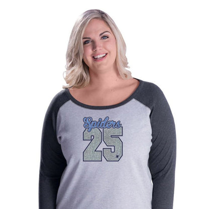 Spiders Curvy Lady Number Raglan- Matte or Glitter