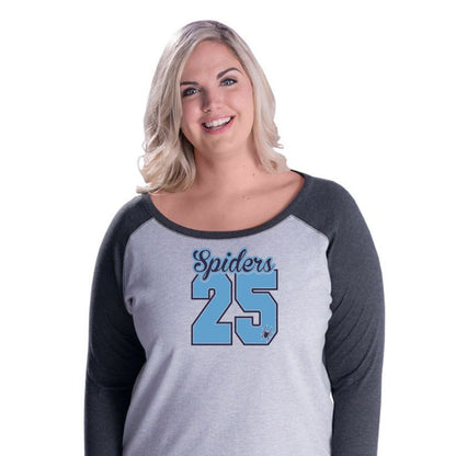 Spiders Curvy Lady Number Raglan- Matte or Glitter