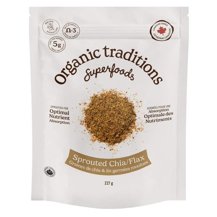 Bag of Organic Traditions Sprouted Chia & Flax Seed Powder 227g