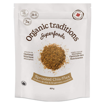 Bag of Organic Traditions Sprouted Chia & Flax Seed Powder 454g